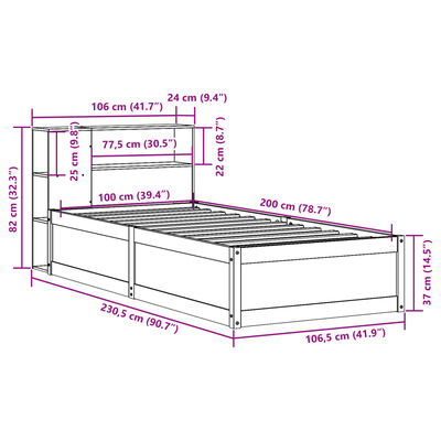 vidaXL Bedframe zonder matras massief grenenhout wit 140x200 cm