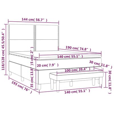 vidaXL Boxspring met matras kunstleer cappuccinokleurig 140x190 cm