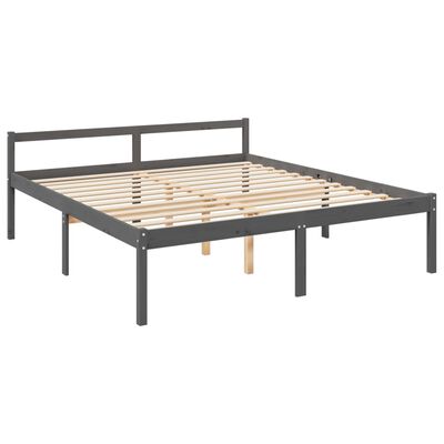 vidaXL Seniorenbed met hoofdbord massief hout grijs 200x200 cm