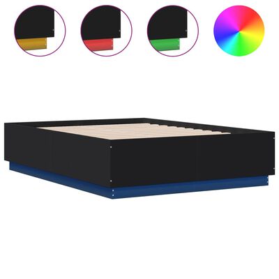 vidaXL Bedframe met LED-verlichting bruin eikenkleurig 120x190 cm