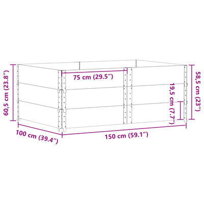 vidaXL Palletopzetranden 3 st 150x100 cm massief grenenhout zwart