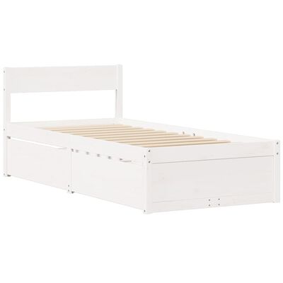 vidaXL Bed met lades en matras massief grenenhout wit 90x190 cm