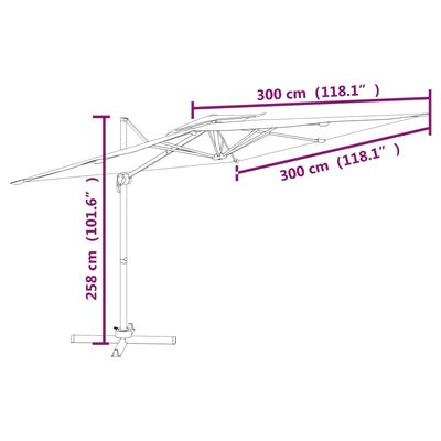 vidaXL Zweefparasol met dubbel dak 300x300 cm taupe