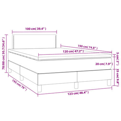 vidaXL Boxspring met matras kunstleer grijs 120x190 cm