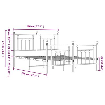 vidaXL Bedframe met hoofd- en voeteneinde metaal zwart 140x190 cm