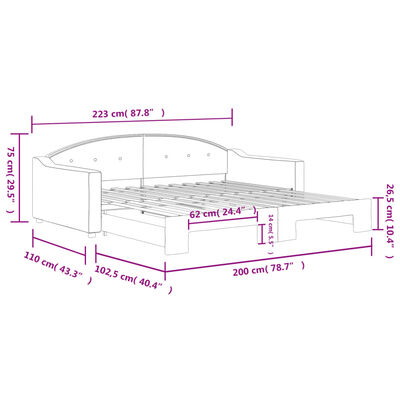 vidaXL Slaapbank met onderschuifbed 100x200 cm stof zwart