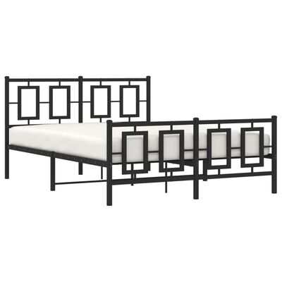 vidaXL Bedframe met hoofd- en voeteneinde metaal zwart 140x190 cm