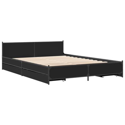 vidaXL Bedframe met lades bewerkt hout zwart 160x200 cm