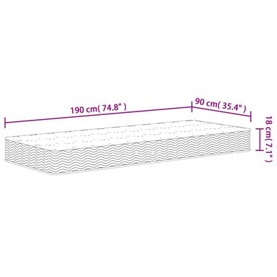 vidaXL Binnenveringmatras middelhard 90x190 cm Single Size