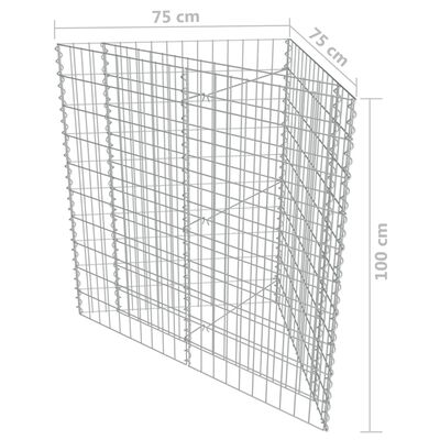 vidaXL Gabion plantenbak verhoogd 75x75x100 cm gegalvaniseerd staal