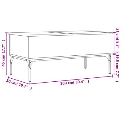 vidaXL Salontafel 100x50x45 cm bewerkt hout en metaal sonoma eiken