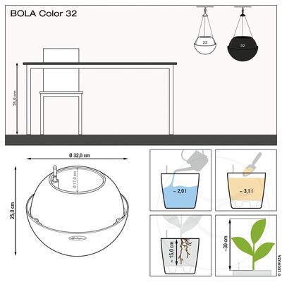 LECHUZA Hangplantenbak BOLA Color 32 ALL-IN-ONE zandbruin