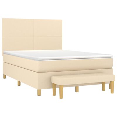 vidaXL Boxspring met matras stof crèmekleurig 140x190 cm