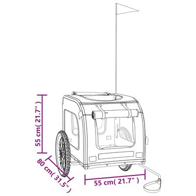 vidaXL Hondenfietstrailer oxford stof en ijzer zwart