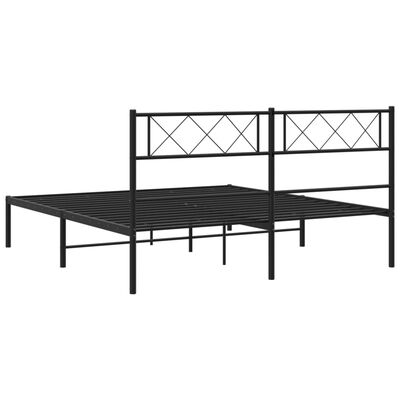 vidaXL Bedframe met hoofdbord metaal zwart 150x200 cm