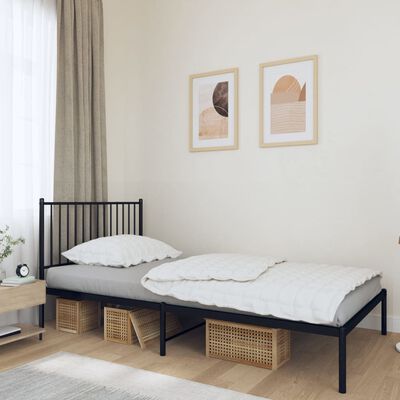 vidaXL Bedframe met hoofdbord metaal zwart 100x200 cm