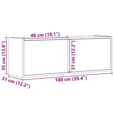 vidaXL Tv-wandmeubel met LED-verlichting 100x31x35 cm betongrijs