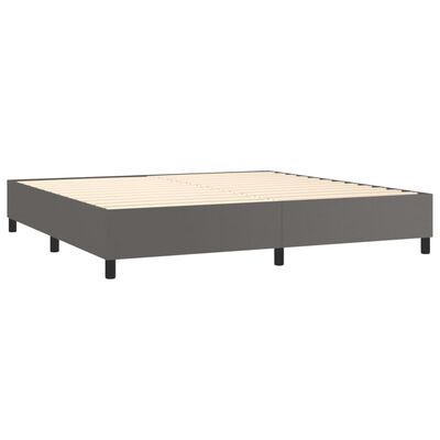 vidaXL Boxspring met matras kunstleer grijs 200x200 cm