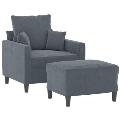 vidaXL Fauteuil met voetenbank 60 cm fluweel donkergrijs