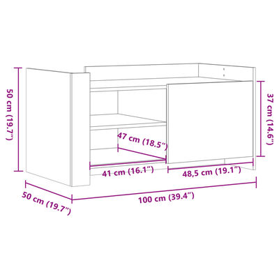 vidaXL Salontafel 100x50x50 cm bewerkt hout grijs sonoma eikenkleur