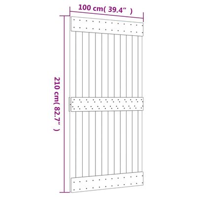 vidaXL Schuifdeur met beslag 100x210 cm massief grenenhout