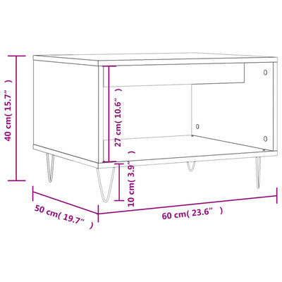 vidaXL Salontafel 60x50x40 cm bewerkt hout grijs sonoma eikenkleurig