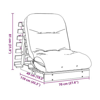 vidaXL Futon slaapbank met matras 70x206x11 cm massief douglashout