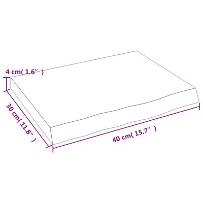 vidaXL Wastafelblad 40x30x(2-4) cm onbehandeld massief hout