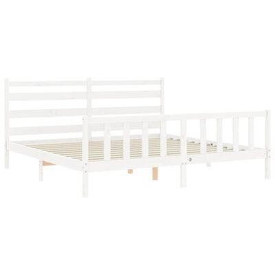 vidaXL Bedframe met hoofdbord massief hout wit 180x200 cm