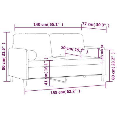 vidaXL Tweezitsbank met sierkussens 140 cm fluweel donkergrijs