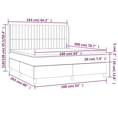 vidaXL Boxspring met matras stof crèmekleurig 160x200 cm