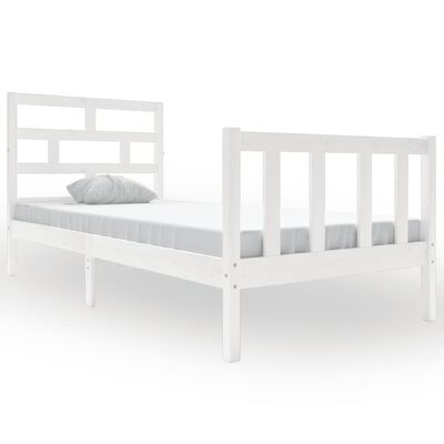 vidaXL Bedframe massief grenenhout wit 90x200 cm