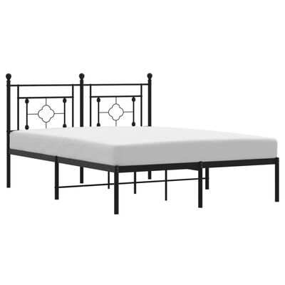 vidaXL Bedframe met hoofdbord metaal zwart 140x200 cm