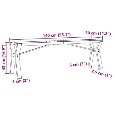 vidaXL Salontafelpoten Y-frame 140x30x43 cm gietijzer