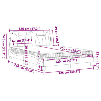 vidaXL Bed met matras kunstleer grijs 120x200 cm