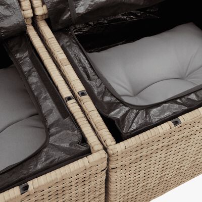 vidaXL 7-delige Loungeset met kussens poly rattan beige