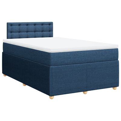 vidaXL Boxspring met matras stof blauw 120x200 cm