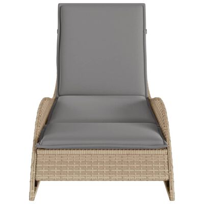 vidaXL Ligbed met kussen 60x205x73 cm poly rattan beige