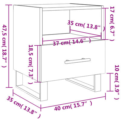 vidaXL Nachtkastje 40x35x47,5 cm bewerkt hout betongrijs