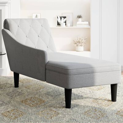 vidaXL Chaise longue met kussen en rechterarmleuning stof wolk grijs