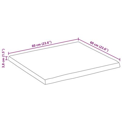 vidaXL Tafelblad met natuurlijke rand 60x60x3,8 cm massief mangohout