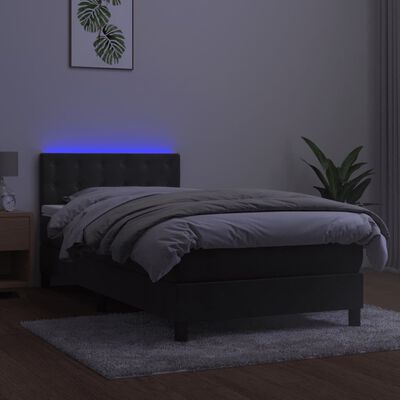 vidaXL Boxspring met matras en LED fluweel donkergrijs 90x190 cm