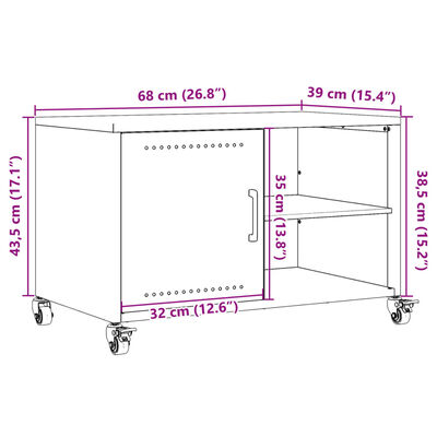 vidaXL Tv-meubel 68x39x43,5 cm staal antracietkleurig