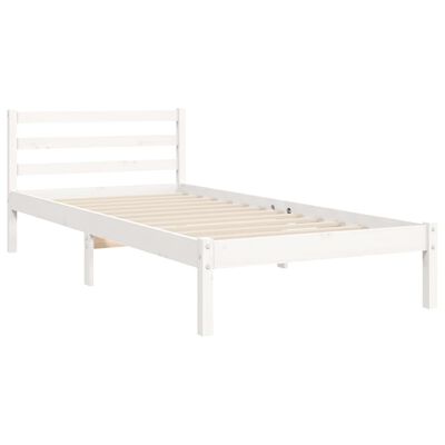 vidaXL Bedframe met hoofdbord massief hout wit 90x200 cm