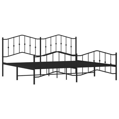 vidaXL Bedframe met hoofd- en voeteneinde metaal zwart 200x200 cm