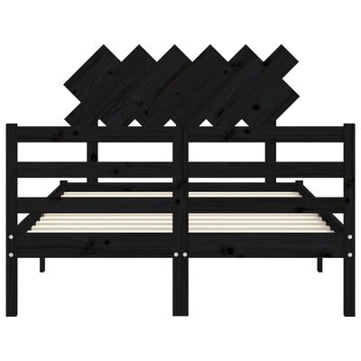 vidaXL Bedframe met hoofdbord massief hout zwart 120x200 cm