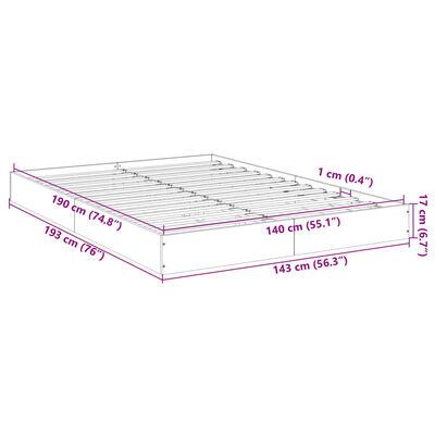 vidaXL Bedframe bewerkt hout betongrijs 140x190 cm