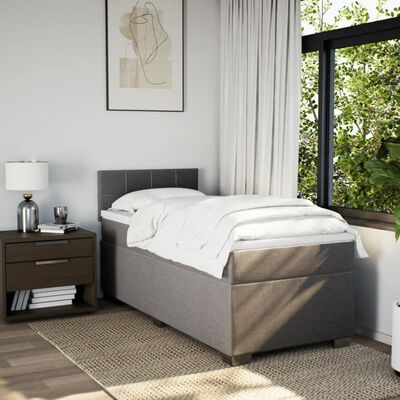 vidaXL Boxspring met matras stof taupe 100x200 cm