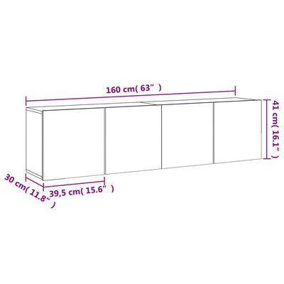 vidaXL Tv-meubels 2 st wandgemonteerd 80x30x41 cm bruin eikenkleur