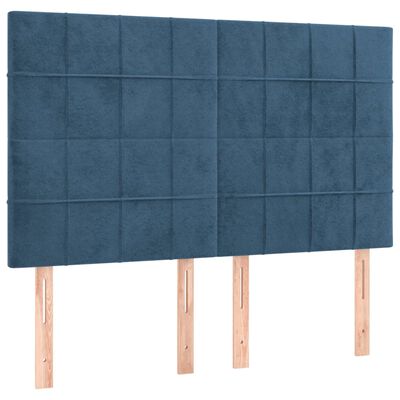 vidaXL Boxspring met matras fluweel donkerblauw 140x190 cm